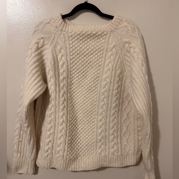 Handmade Women’s Fishermen Wool Chunky Knit Cream Off White Sweater Large - Picture 4 of 4